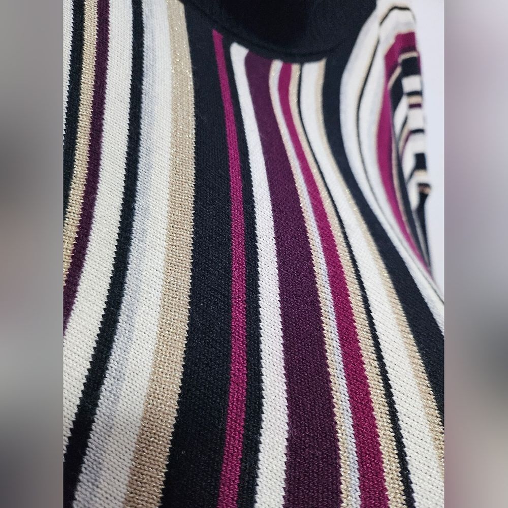 White House Black Market Cowl Neck Metallic Gold Burgundy Wool Blend Sweater XS - Picture 9 of 11